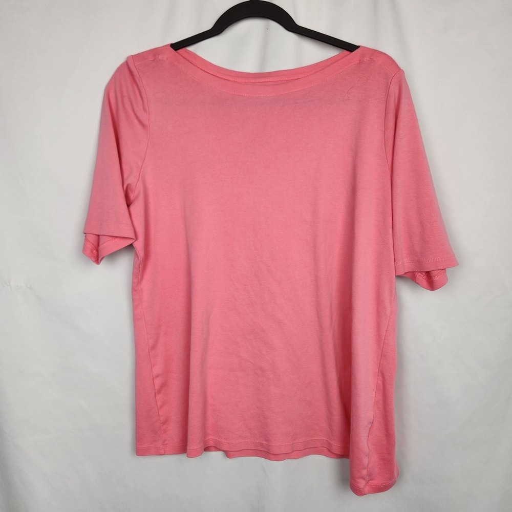 Charter Club Luxury Woman's Top 1X Pima Cotton‎ Pink Short Sleeve Boat Neck